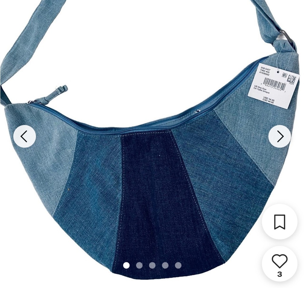 Denim Crescent Patchwork Shoulder Bag - image 1